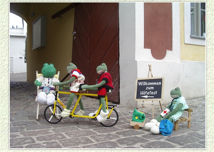 Mondi hat schon auf seine Freunde gewartet. "Wo bleibt ihr nur , wir werden schon erwartet", erkundigt er sich. " Mit dem Rad kann man nicht so schnell fahren , auf dem Stra&szlig;enpflaster holpert es doch sehr", entgegnet Kurti."Lasst mich noch etwas ausruhen von dem schnellen Laufen, ich komme dann gleich nach", bittet Poldi um eine Verschnaufpause.