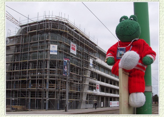 Direkt an der Haltestelle hat er einen hervorragenden Platz gefunden. "Vielleicht k&ouml;nnen wir uns schon einen Platz im Mehrgenerationenhaus reservieren, wenn wir schon mal hier sind", &uuml;berlegen die Freunde. Aber die Fertigstellung dauert noch und so k&ouml;nnen die Freunde vorerst nur tr&auml;umen. Das Mehrgenerationenhaus werden sie mit Sicherheit wieder besuchen. 