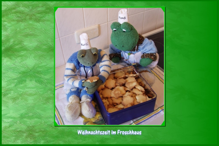 Kurti:“Die Kekse schmecken sehr gut. Wir lassen die Kekse noch in der B&uuml;chse, da bleiben sie bis Weihnachten frisch. Mondi: „Fridolin und Poldi haben gute Arbeit geleistet, sie bekommen schon jetzt einen Keks.“