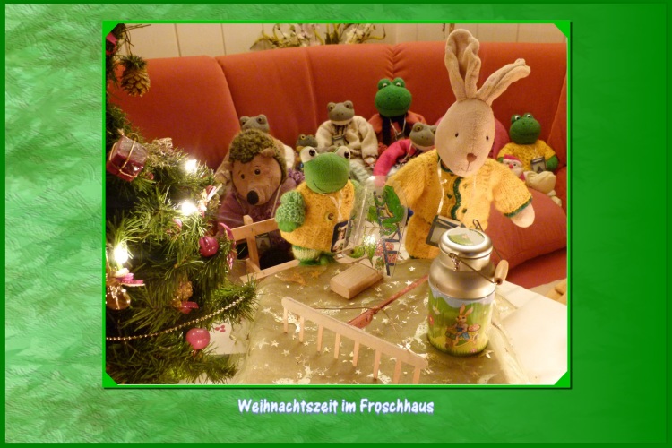 Fidibus, du bist zwar klein, aber du hast eine wichtige Funktion habe ich mir sagen lassen. Du bist mit Karli zusammen Wetterbeobachter im Froschhaus.Damit deine Freunde immer wissen wie warm oder kalt es ist, du bekommst ein Thermometer. Hoppel hat vor kurzem Pech gehabt, seine Harke mit der er immer seinen Vorgarten  sauber h&auml;lt ist zerbrochen. Nicht so schlimm, heute bekommst du eine neue Harke, dazu noch eine Kanne zum Wasser holen.