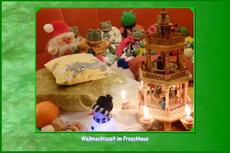Der kleine Wichtel meint zum Weihnachtsmann:"Wir sind gleich fertig, Karli hat noch kein Geschenk."Der Weihnachtsmann bleibt ruhig:"Keine Angst, jeder bekommt sein Geschenk.Karli als Wetterfrosch und Beobachter am Fernrohr bekommt ein weiches Sitzkissen.Damit macht die Wetterbeobachtung doppelt Spa&szlig;!"