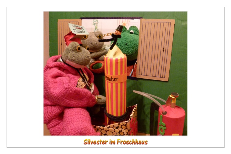 Mondi schaut zur Spitze der Rakete:" Da oben ist ja ein kleiner schwarzer Mann drauf."  Richi: "Das ist ein Schornsteinfeger, der bringt Gl&uuml;ck in das Haus. Vor dem Start der Rakete nehme ich ihn herunter und bringe ihn mit." Berti: "Das ist gut, wir k&ouml;nnen Gl&uuml;ck gebrauchen. Wir sind gespannt auf das Feuerwerk." Richi: "Ich muss jetzt weiter, es ist noch viel zu tun."