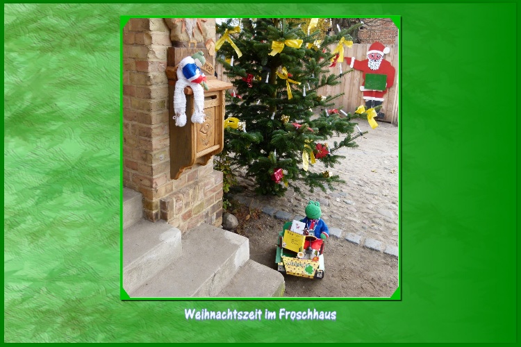 "Hier muss der Weihnachtsmann wohnen, auf dem Briefkasten steht ganz gro&szlig; geschrieben WEIHNACHTSPOST.Der Briefkasten ist voller Wunschzettel, da hat der Weihnachtsmann viel zu lesen",ruft Kurti von oben Mondi zu."Unseren Wunschzettel wollen wir ihm ja selbst &uuml;bergeben.Ich stelle das Auto ab und dann gehen wir zusammen zum Weihnachtsmann", entgegnet Mondi.Kurti :"Ich habe auch ein kleines Gedicht gelernt, das werde ich dem Weihnachtsmann aufsagen."