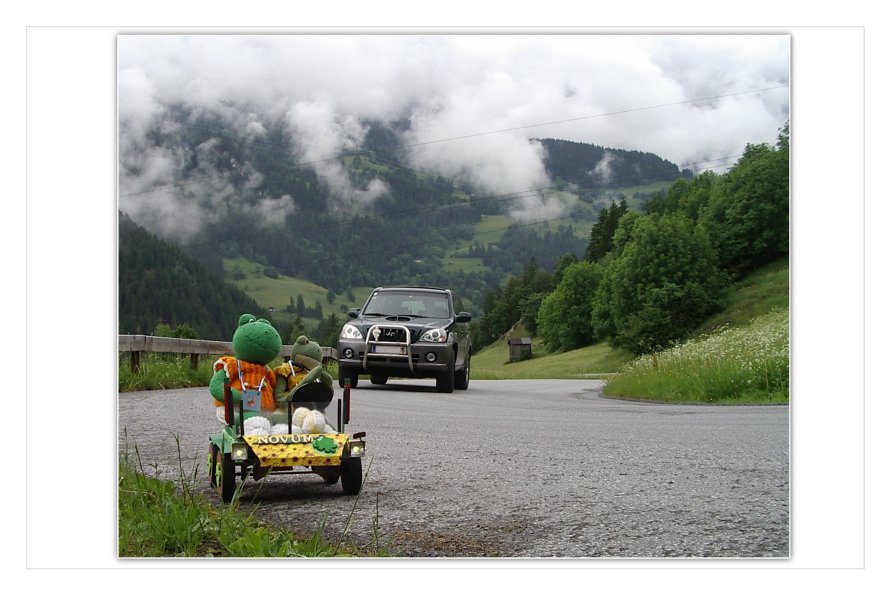 Die richtigen Ski wurden gefunden und Mondi freut sich auf einen tollen Abfahrtslauf. "Ich muss die Ski gleich Fridolin und den anderen zeigen , sie werden staunen", rutscht Mondi unruhig hin und her."Ja, ganz bestimmt, aber ich muss mich jetzt auf die Stra&szlig;e konzentrieren. Es geht bergan und eine Serpentine kommt nach der anderen", ruft Kurti r&uuml;ber. "Du hast Recht, wir haben noch einen weiten Weg bis zur Herberge", erwidert Mondi.