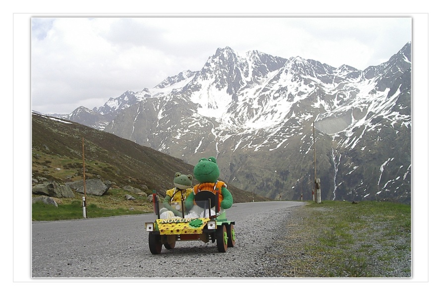 Alle M&uuml;hen sind &uuml;berstanden. Gemeinsam fahren Kurti und Mondi zur Herberge "Waldesruh" in das Tal. "Jetzt k&ouml;nnen wir noch mal die Aussicht auf die Berge genie&szlig;en" meint Mondi .